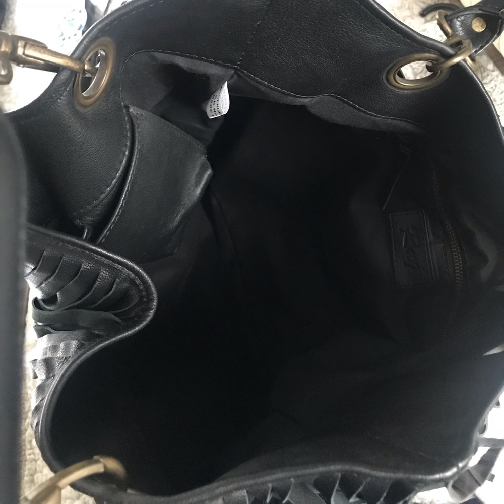 Black Leather Fringe Tote